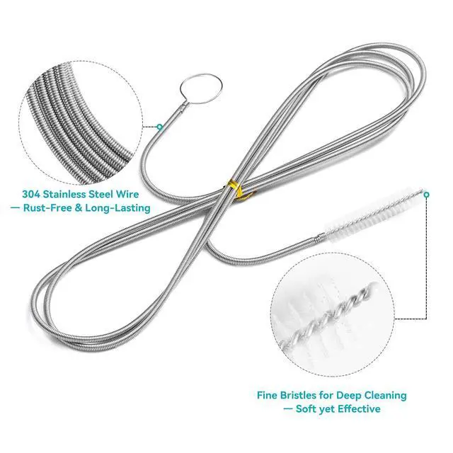 Alt view image 3 of 7 - 2 Pack 80 Inch Flexible Drain Brush, Sunroof Drain Cleaning Tool for Ice Maker, Refrigerator & AC Drain Line