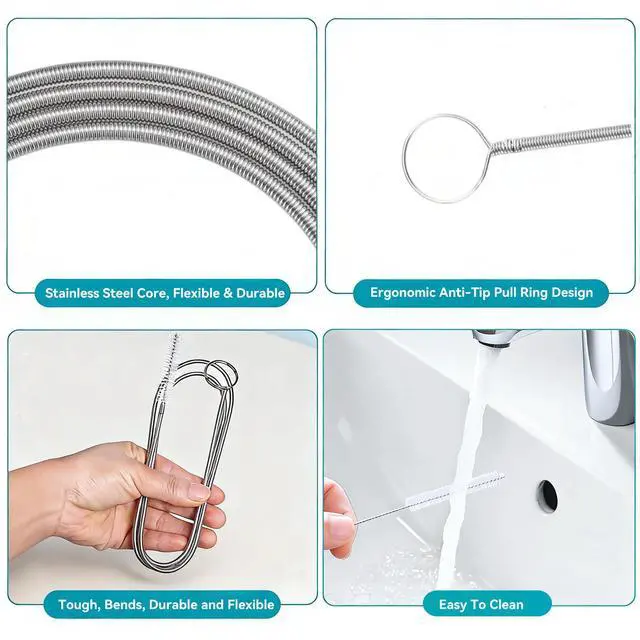 Alt view image 5 of 7 - 2 Pack 80 Inch Flexible Drain Brush, Sunroof Drain Cleaning Tool for Ice Maker, Refrigerator & AC Drain Line