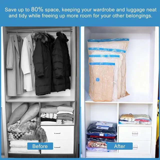 Alt view image 6 of 7 - 16 Pack Travel Vacuum Bags With Wireless Pump, Portable Compression Bags for Travel, Space Saver Vacuum Seal Bags for Clothing, Luggage, Pillows, Comforters, Reusable & Durable (16 PCS)