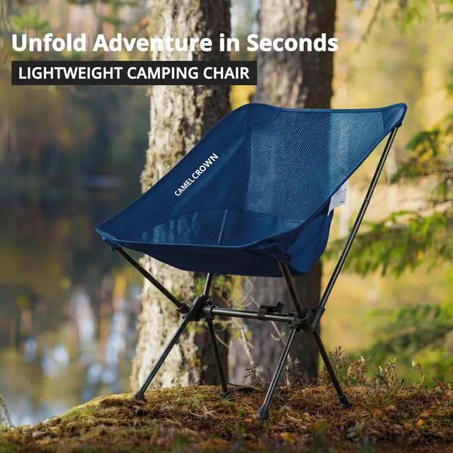 Alt view image 3 of 7 - Camping Chair Heavy Duty Backpacking Chair - Ultra-Light Folding Chair with Carry Bag, Portable Compact for Outdoor, Lawn, Hiking, Beach, Picnic