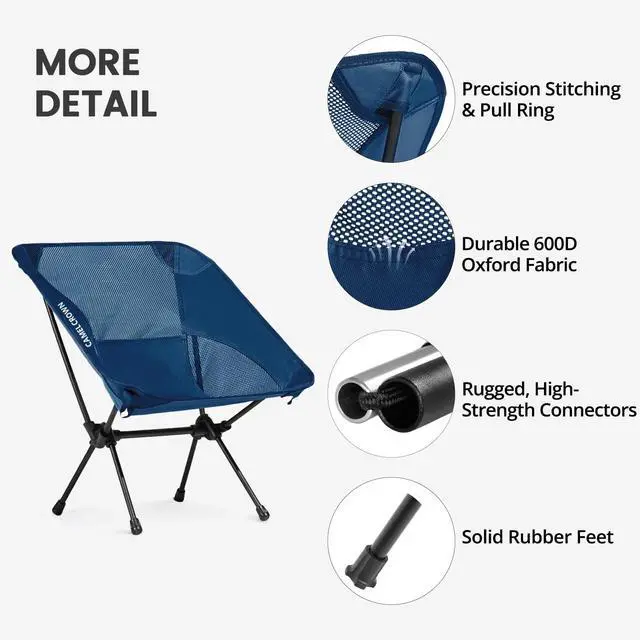 Alt view image 6 of 7 - Camping Chair Heavy Duty Backpacking Chair - Ultra-Light Folding Chair with Carry Bag, Portable Compact for Outdoor, Lawn, Hiking, Beach, Picnic