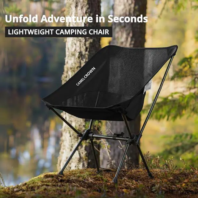 Alt view image 3 of 7 - Camping Chair Heavy Duty Backpacking Chair - Ultra-Light Folding Chair with Carry Bag, Portable Compact for Outdoor, Lawn, Hiking, Beach, Picnic