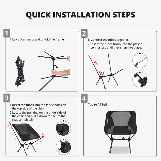 Alt view image 7 of 7 - Camping Chair Heavy Duty Backpacking Chair - Ultra-Light Folding Chair with Carry Bag, Portable Compact for Outdoor, Lawn, Hiking, Beach, Picnic