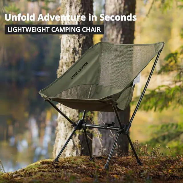Alt view image 3 of 7 - Camping Chair Heavy Duty Backpacking Chair - Ultra-Light Folding Chair with Carry Bag, Portable Compact for Outdoor, Lawn, Hiking, Beach, Picnic