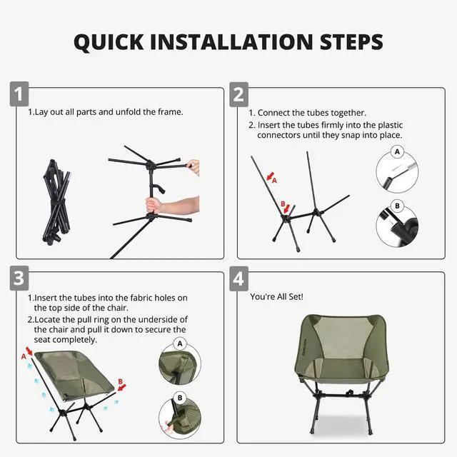Alt view image 7 of 7 - Camping Chair Heavy Duty Backpacking Chair - Ultra-Light Folding Chair with Carry Bag, Portable Compact for Outdoor, Lawn, Hiking, Beach, Picnic
