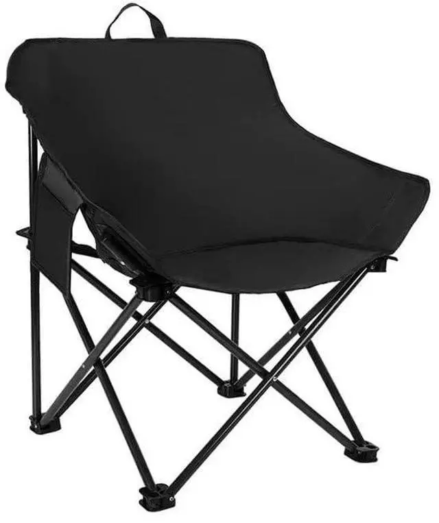 Main image of Folding Camping Chair, Portable Outdoor Backpacking Chair for Fishing, Hiking, Picnic, Camping, Beach, Lawn, Concert, Ultralight Compact Camping Chair with Carry Bag, 23"D x 14.2"W x 14.2"H (Black)