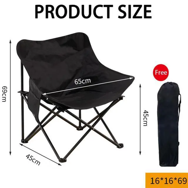 Alt view image 2 of 7 - Folding Camping Chair, Portable Outdoor Backpacking Chair for Fishing, Hiking, Picnic, Camping, Beach, Lawn, Concert, Ultralight Compact Camping Chair with Carry Bag, 23"D x 14.2"W x 14.2"H (Black)