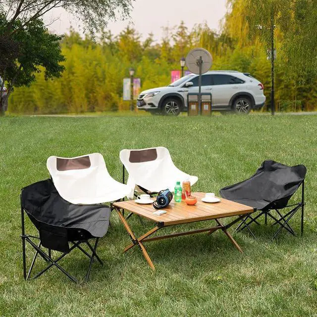 Alt view image 6 of 7 - Folding Camping Chair, Portable Outdoor Backpacking Chair for Fishing, Hiking, Picnic, Camping, Beach, Lawn, Concert, Ultralight Compact Camping Chair with Carry Bag, 23"D x 14.2"W x 14.2"H (Black)