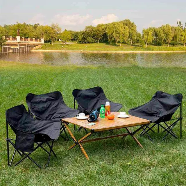Alt view image 7 of 7 - Folding Camping Chair, Portable Outdoor Backpacking Chair for Fishing, Hiking, Picnic, Camping, Beach, Lawn, Concert, Ultralight Compact Camping Chair with Carry Bag, 23"D x 14.2"W x 14.2"H (Black)
