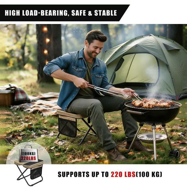 Alt view image 2 of 4 - Portable Collapsible Stool Chair,Upgraded Folding Stool, Handbag-Style,Sturdy, Adjustable,Foldable Seat Stools for Outdoor Camping Fishing Hiking Queue up