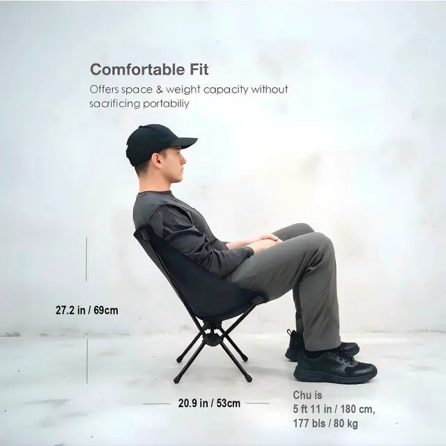 Alt view image 3 of 7 - Lightweight Portable Essential Compact Camping Chair,Sturdy with X-Frame,120kg Capacity,Foldable with Carry Bag,Quick Setup for Outdoor,Hiking,Beach,Backpacking (Chestnut Brown)