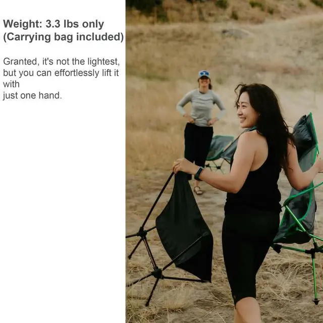 Alt view image 5 of 7 - Lightweight Portable Essential Compact Camping Chair,Sturdy with X-Frame,120kg Capacity,Foldable with Carry Bag,Quick Setup for Outdoor,Hiking,Beach,Backpacking (Chestnut Brown)