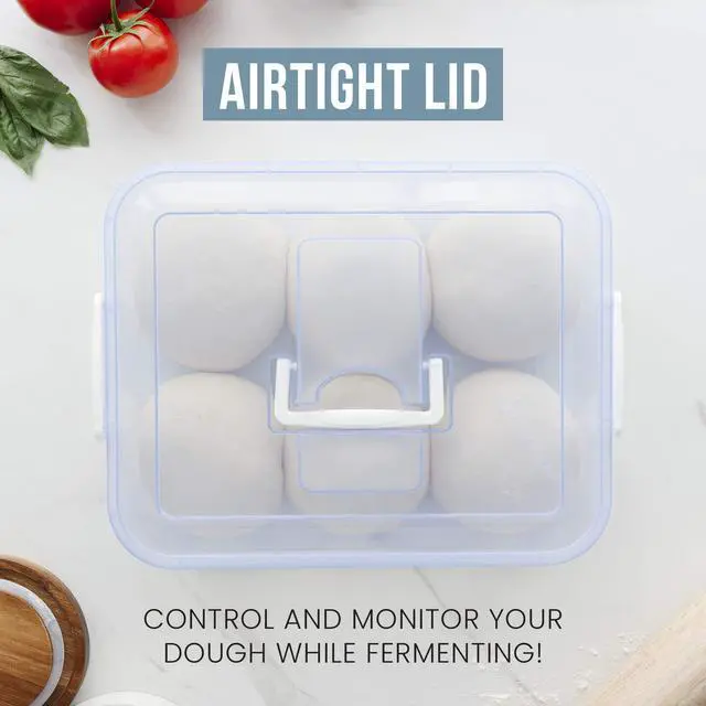 Alt view image 4 of 7 - Pizza Dough Proofing Box, 14 x 11-Inch, Preparation Container with Lid, Fits 4-6 Proofing Balls, Household Pizza and Bread Dough Tray With Convenient Carry Handle (Blue)