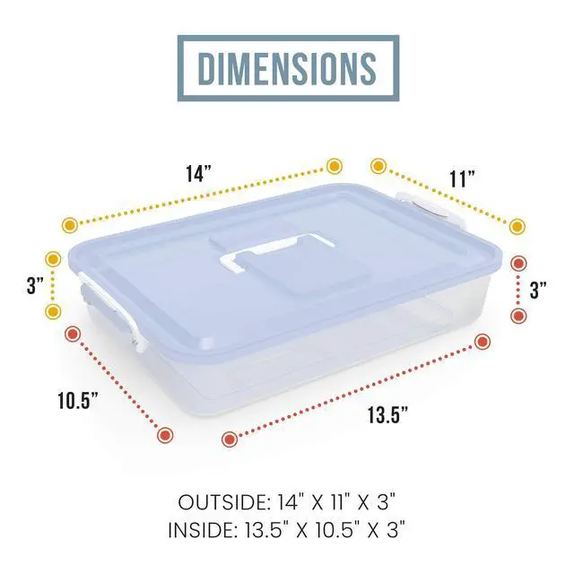 Alt view image 5 of 7 - Pizza Dough Proofing Box, 14 x 11-Inch, Preparation Container with Lid, Fits 4-6 Proofing Balls, Household Pizza and Bread Dough Tray With Convenient Carry Handle (Blue)