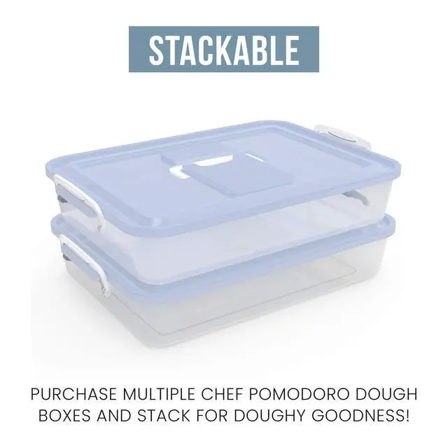 Alt view image 6 of 7 - Pizza Dough Proofing Box, 14 x 11-Inch, Preparation Container with Lid, Fits 4-6 Proofing Balls, Household Pizza and Bread Dough Tray With Convenient Carry Handle (Blue)