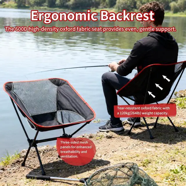 Alt view image 4 of 7 - Portable Folding Camping Chair with Carry Bag (Low backrest)