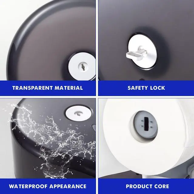Alt view image 4 of 7 - Toilet Paper Holder Wall Mount: Commercial Toilet Paper Dispenser - 9" Jumbo Toilet Paper Roll Holder for Bathroom, Black