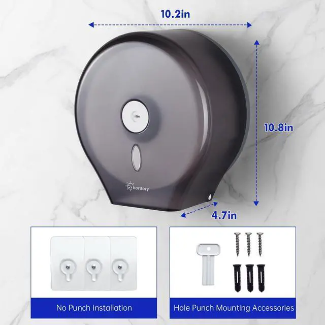 Alt view image 6 of 7 - Toilet Paper Holder Wall Mount: Commercial Toilet Paper Dispenser - 9" Jumbo Toilet Paper Roll Holder for Bathroom, Black