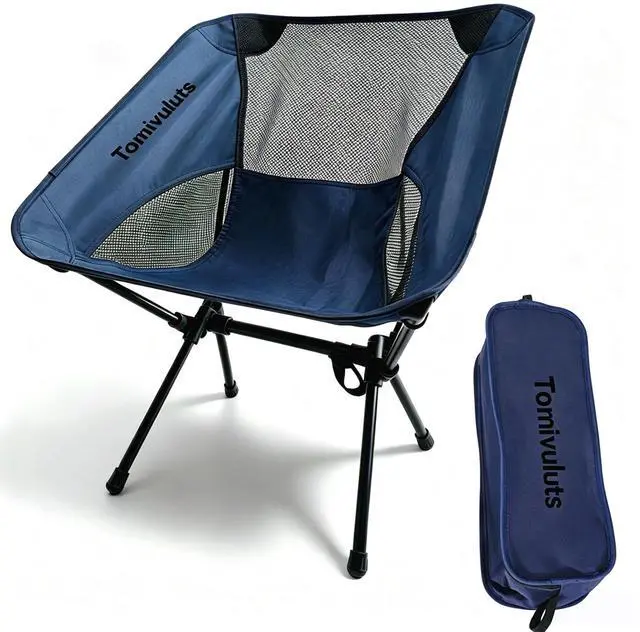 Main image of Ultralight Camping Chairs Folding Outdoor: Portable Lightweight Camp Chair Foldable Compact Lawn Beach Chairs for Backpacking Hiking Fishing Picnic Camping Essentials with Carry Bag (01 Navy Blue)