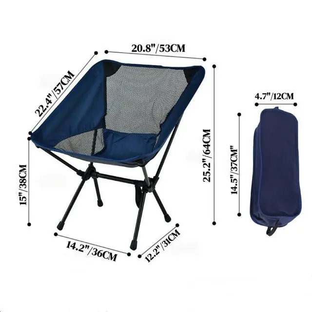 Alt view image 2 of 7 - Ultralight Camping Chairs Folding Outdoor: Portable Lightweight Camp Chair Foldable Compact Lawn Beach Chairs for Backpacking Hiking Fishing Picnic Camping Essentials with Carry Bag (01 Navy Blue)