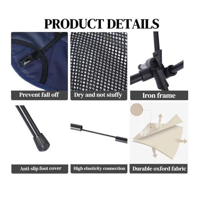 Alt view image 3 of 7 - Ultralight Camping Chairs Folding Outdoor: Portable Lightweight Camp Chair Foldable Compact Lawn Beach Chairs for Backpacking Hiking Fishing Picnic Camping Essentials with Carry Bag (01 Navy Blue)
