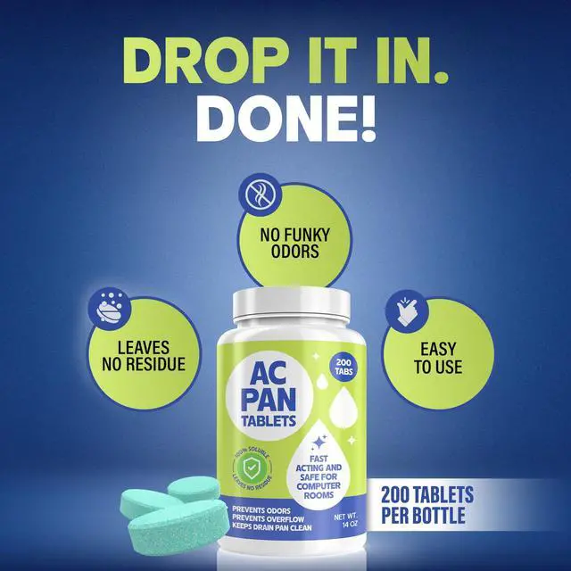 Alt view image 4 of 7 - HVAC Drain Line Cleaner- Prevents Odors, Keeps HVAC Drain Pan Clean, Prevents Overflow, No residue | One Tablet Lasts up to 4 Weeks