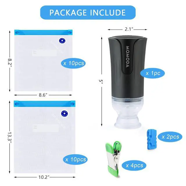 Alt view image 2 of 6 - Sous Vide Cooking Bags - Set of 20 | BPA-Free Reusable Vacuum Seal Bags with Air Valve for Joule and Anova Cookers | Freezer Safe Vacuum Food Storage Bags with Upgraded Electric Pump Included