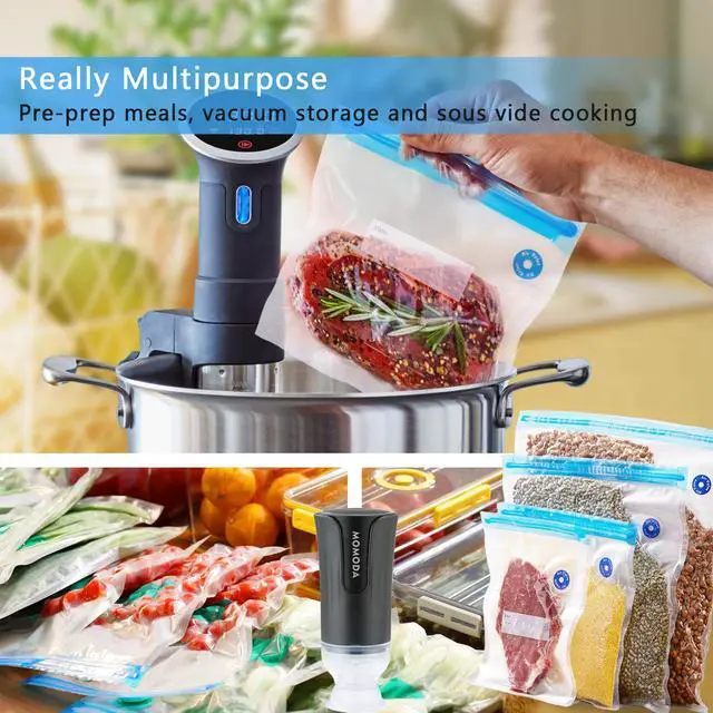 Alt view image 6 of 6 - Sous Vide Cooking Bags - Set of 20 | BPA-Free Reusable Vacuum Seal Bags with Air Valve for Joule and Anova Cookers | Freezer Safe Vacuum Food Storage Bags with Upgraded Electric Pump Included
