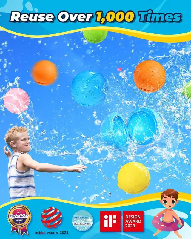 Alt view image 2 of 7 - SOPPYCID 10PCS Reusable Water Balloons Quick Fill for Kids, Refillable Magnetic Water Balloons for Pool & Beach, Water Ball Toys for Summer Outdoor Games, Outside Activities