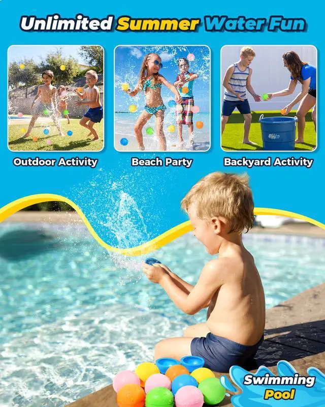 Alt view image 5 of 7 - SOPPYCID 10PCS Reusable Water Balloons Quick Fill for Kids, Refillable Magnetic Water Balloons for Pool & Beach, Water Ball Toys for Summer Outdoor Games, Outside Activities