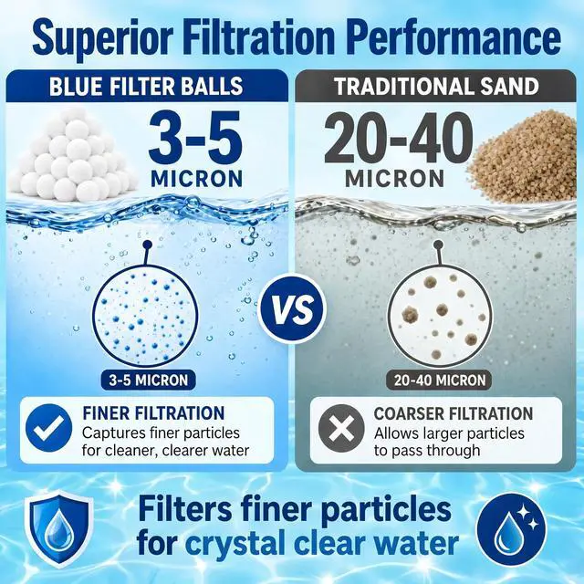 Alt view image 3 of 7 - 3.6 LBs Pool Filter Balls for Sand Filter, Reusable Pool Sand Filter Balls, Eco-Friendly Pool Filter Media Balls for Swimming Pool, Aquarium Tank (Equals 120 LBs Pool Filter Sand, White)