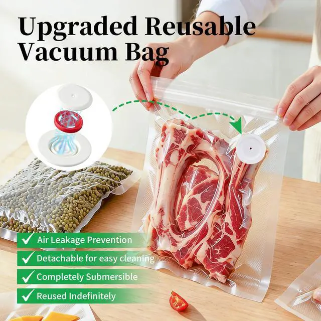 Alt view image 4 of 7 - 50 Pack Reusable Vacuum Sealer Bags for Food, 5 Assorted Sizes, BPA-Free Food Storage Bag for Sous Vide Cooking or Microwave Heating, Compatible with Handheld Sealer and Vac Sealer Machine