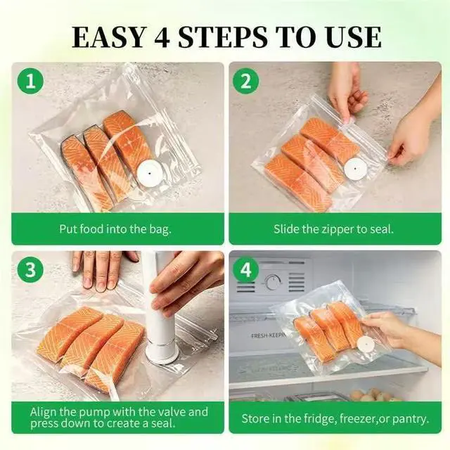 Alt view image 7 of 7 - 50 Pack Reusable Vacuum Sealer Bags for Food, 5 Assorted Sizes, BPA-Free Food Storage Bag for Sous Vide Cooking or Microwave Heating, Compatible with Handheld Sealer and Vac Sealer Machine