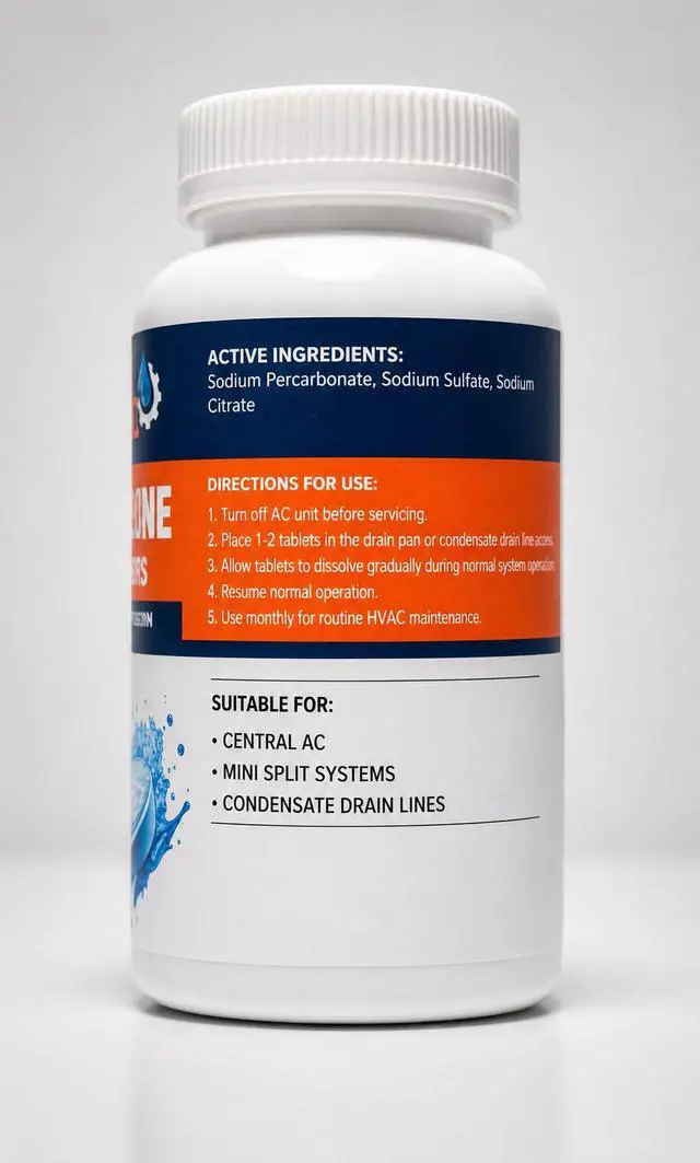 Alt view image 3 of 7 - AC Drain Line & Drip Pan Tablets (200 Count) HVAC Condensate Drain Cleaner Prevent Clogs, Odors & Water Overflow A/C Maintenance Treatment