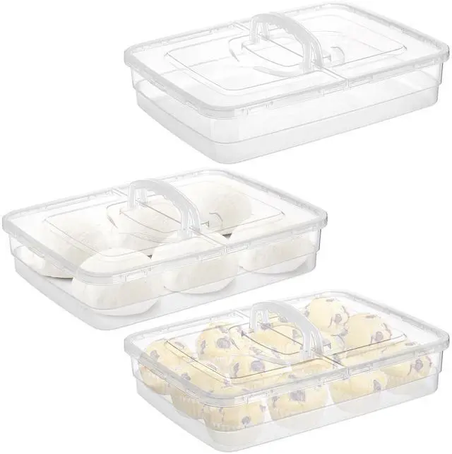 Main image of 3 Pack Pizza Dough Proofing Box, 14 x 10 Inch Dough Trays with Lid and Handle for Pizza, Stackable Pizza Bread Fermentation Storage Containers, Translucent Box with Cover Dough Tray, BPA Free