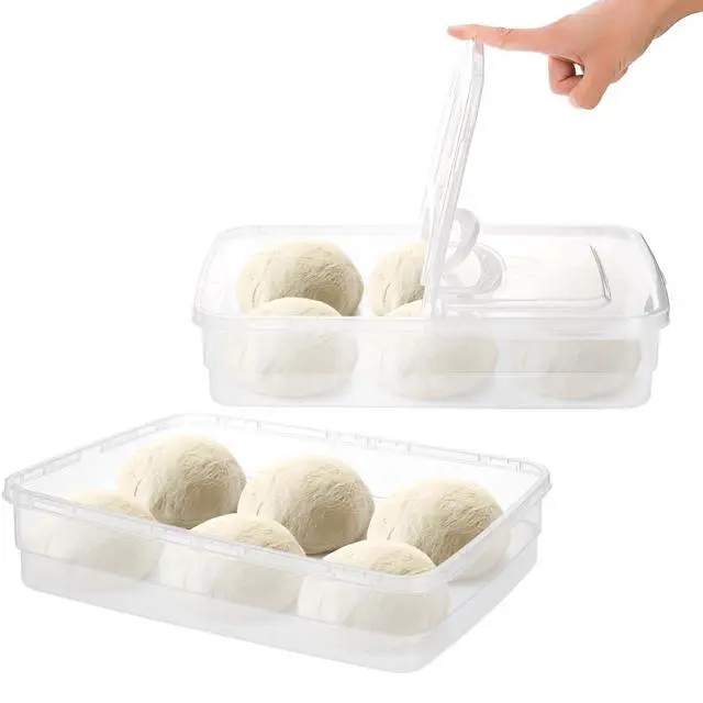 Alt view image 4 of 7 - 3 Pack Pizza Dough Proofing Box, 14 x 10 Inch Dough Trays with Lid and Handle for Pizza, Stackable Pizza Bread Fermentation Storage Containers, Translucent Box with Cover Dough Tray, BPA Free