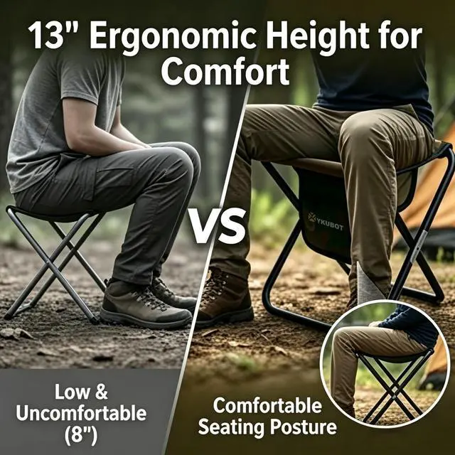 Alt view image 4 of 6 - Ultralight Folding Camping Stool - Portable Heavy Duty Camp Seat for Hiking, Fishing & Travel - Supports 400 lbs, Compact Small Slacker Chair for Outdoor Events & Backpacking (Camo)