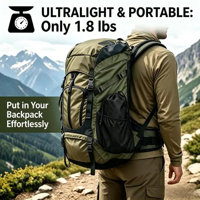 Alt view image 5 of 6 - Ultralight Folding Camping Stool - Portable Heavy Duty Camp Seat for Hiking, Fishing & Travel - Supports 400 lbs, Compact Small Slacker Chair for Outdoor Events & Backpacking (Camo)