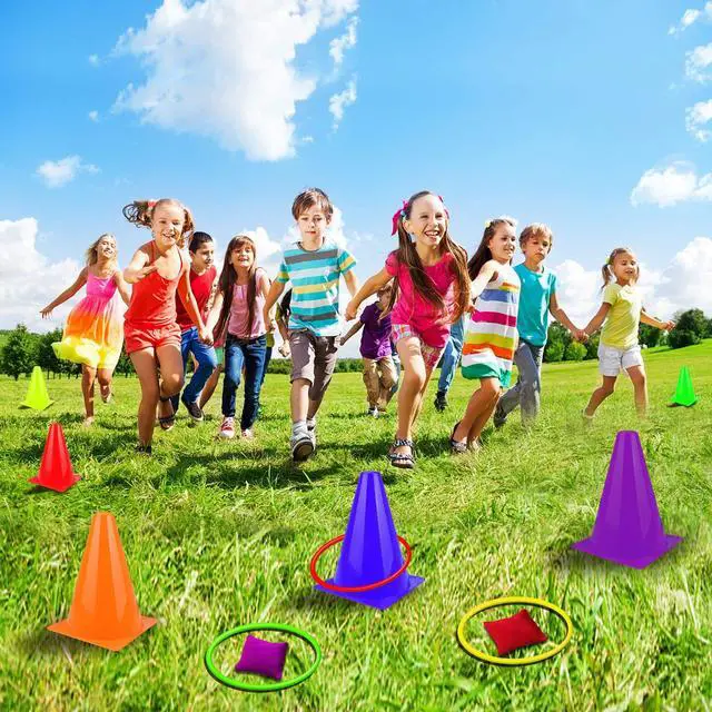 Alt view image 4 of 7 - 31PCS 3 in 1 Carnival Outdoor Games Combo Set for Kids, Soft Plastic Cones Bean Bags Ring Toss Game, Gift for Birthday Party/Xmas