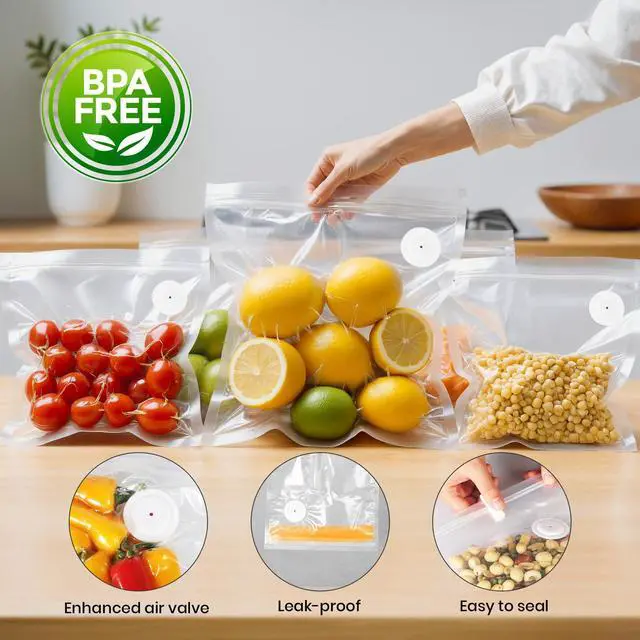 Alt view image 2 of 7 - Vacuum Sealer Bags for Food, 30 PCS 8.3"×8.7" Reusable Vacuum Seal Bags with Air Valve for Food Storage, Ideal for Freshness Preservation