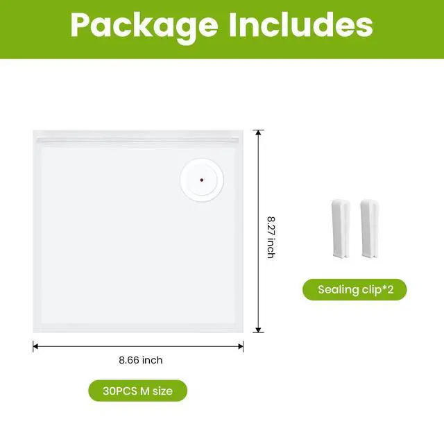 Alt view image 7 of 7 - Vacuum Sealer Bags for Food, 30 PCS 8.3"×8.7" Reusable Vacuum Seal Bags with Air Valve for Food Storage, Ideal for Freshness Preservation