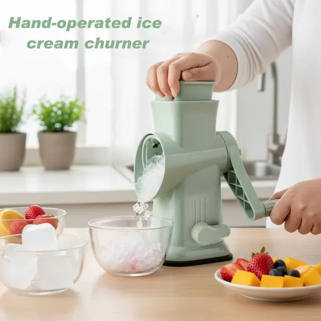 Alt view image 3 of 7 - Home Use Rotary Ice Shaver with Handle Manual Hand Crank Snow Cone Maker Machine Qucik Shaved Ice Maker with Suction Feet, Premium Portable IceCrusher and Shaved IceMachine