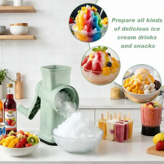Alt view image 4 of 7 - Home Use Rotary Ice Shaver with Handle Manual Hand Crank Snow Cone Maker Machine Qucik Shaved Ice Maker with Suction Feet, Premium Portable IceCrusher and Shaved IceMachine