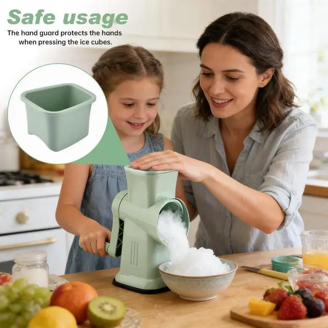 Alt view image 5 of 7 - Home Use Rotary Ice Shaver with Handle Manual Hand Crank Snow Cone Maker Machine Qucik Shaved Ice Maker with Suction Feet, Premium Portable IceCrusher and Shaved IceMachine