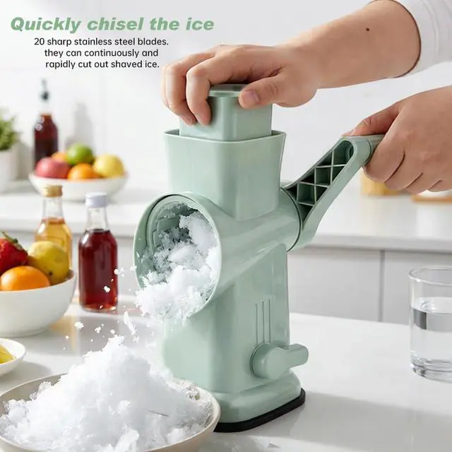 Alt view image 6 of 7 - Home Use Rotary Ice Shaver with Handle Manual Hand Crank Snow Cone Maker Machine Qucik Shaved Ice Maker with Suction Feet, Premium Portable IceCrusher and Shaved IceMachine