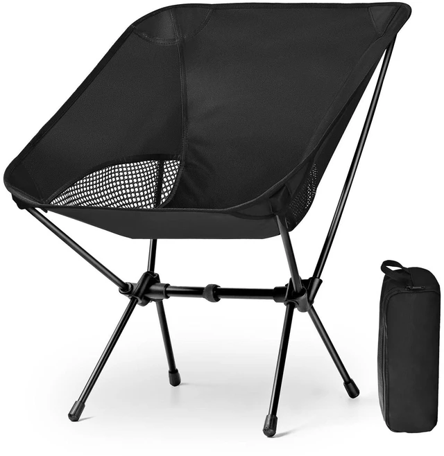 Main image of Lightweight Portable Camping Chair - Folding Backpacking Hiking Chair with Carry Bag for Outdoor Travel, Beach, Picnic, Festival (Black)