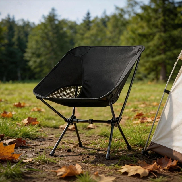 Alt view image 7 of 7 - Lightweight Portable Camping Chair - Folding Backpacking Hiking Chair with Carry Bag for Outdoor Travel, Beach, Picnic, Festival (Black)