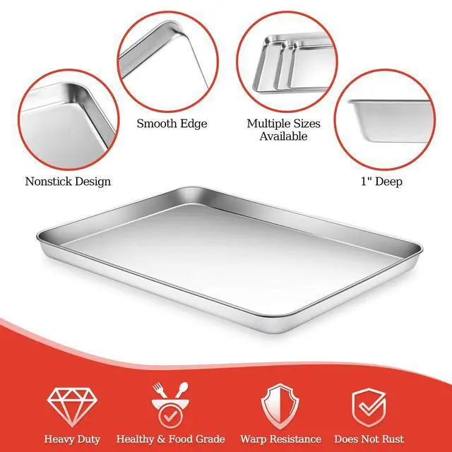 Alt view image 3 of 7 - Baking Sheet with Silicone Baking Mat Set,CEKEE Stainless Steel Baking Sheet Pan Tray, Cookie Sheets for Baking, 6PCS Baking Supplies Bakeware Sets for Oven Making Cookies, Macaroons, Bread