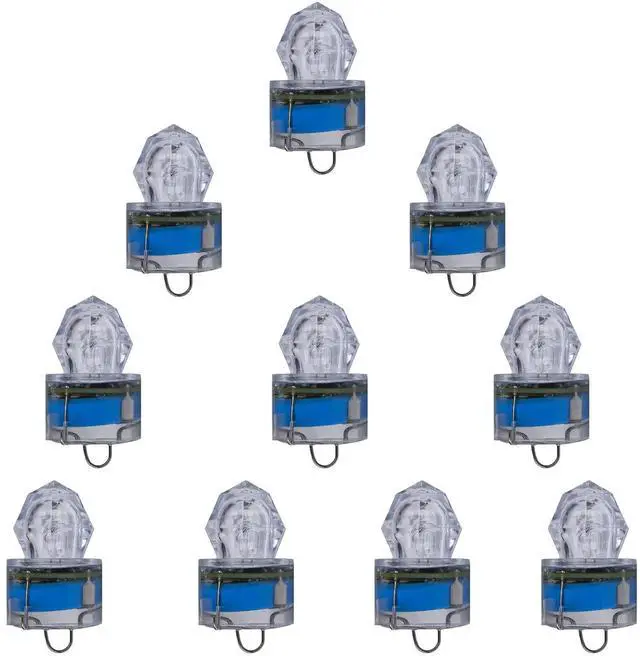 Main image of LED Fishing Light (10-Pack) Underwater Deep Drop Lights Waterproof Diamond Tubular Underwater Fishing Lure Blue Light Attractants for Tuna Swordfish