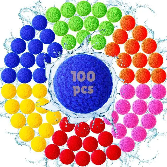 Main image of 100 Pcs Reusable Water Balloons for Kids - Quick Fill Water Toys for Toddler Pool Toys, Summer Outdoor Games pool toys for kids ages 4-12 with Refillable Water Balls